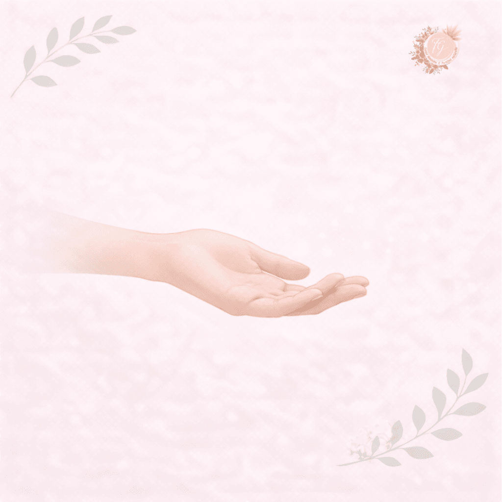 Illustration douce représentant une main tendue de manière non directive, évoquant la possibilité d’un soutien respectueux, l’accompagnement librement consenti et la relation d’aide en symptothermie.