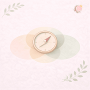 Illustration douce représentant une boussole indiquant différentes zones, évoquant le repérage sans jugement, la variabilité physiologique et l’approche nuancée du cycle féminin en symptothermie.